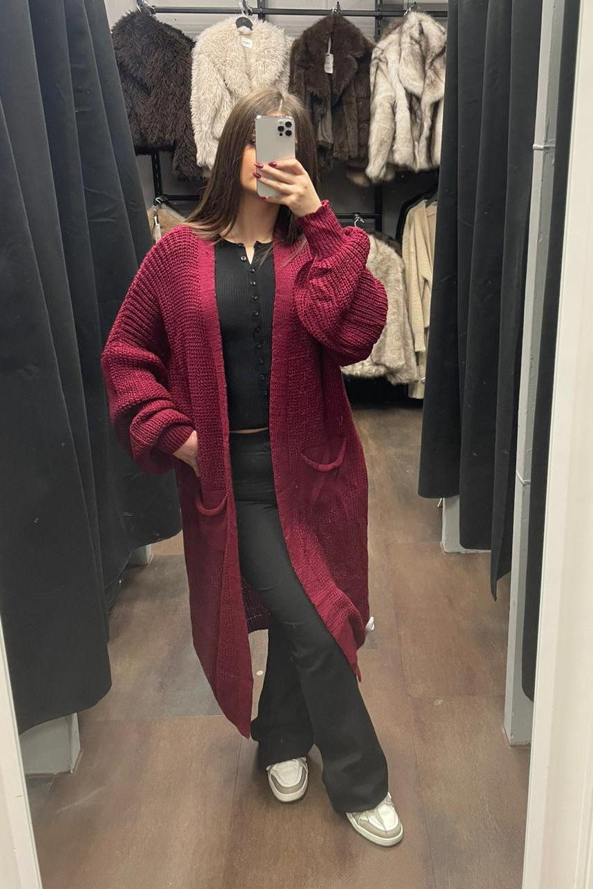Maxi Strickjacke mit Ballonärmel