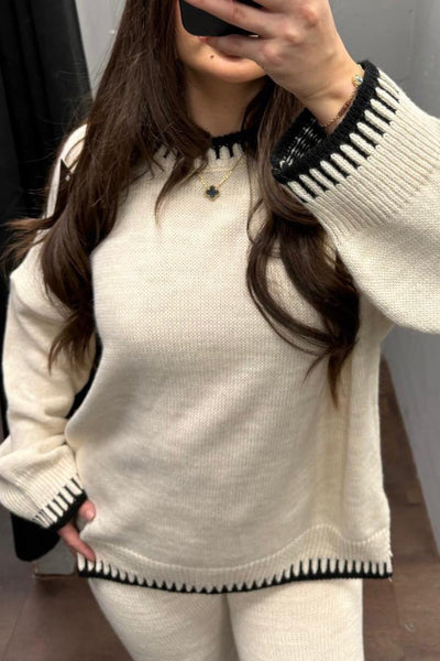 Gemütliches Strickset - Pullover & Hose Set