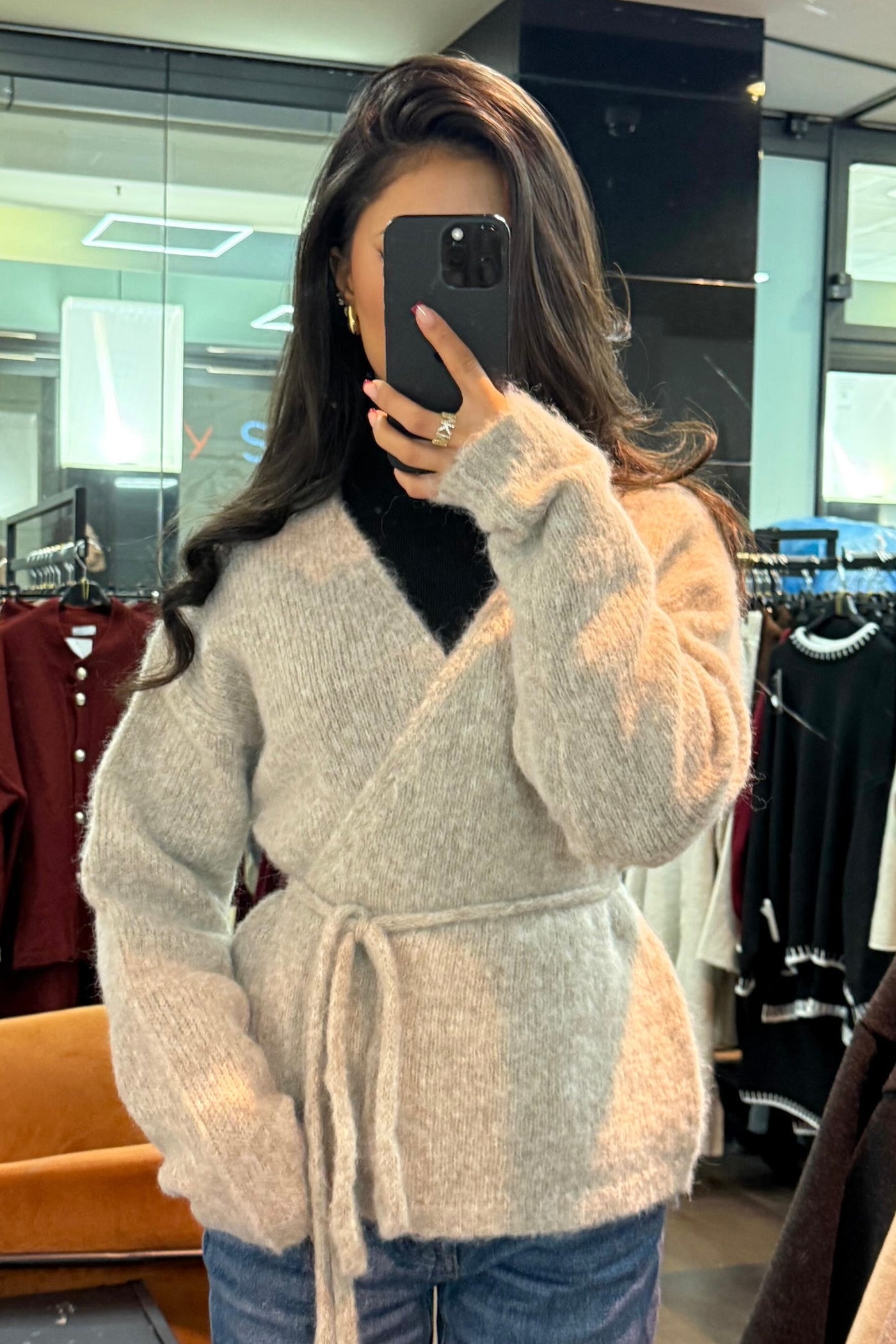 Wickeljacke mit Bindegürtel - Kuschelig Weich