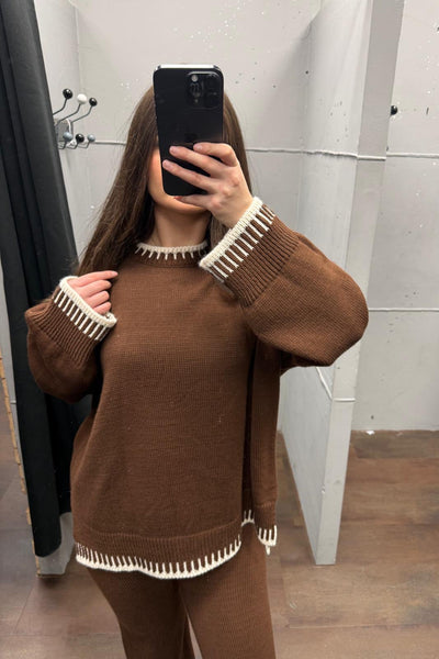 Gemütliches Strickset - Pullover & Hose Set