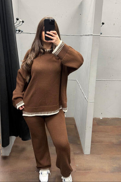 Gemütliches Strickset - Pullover & Hose Set