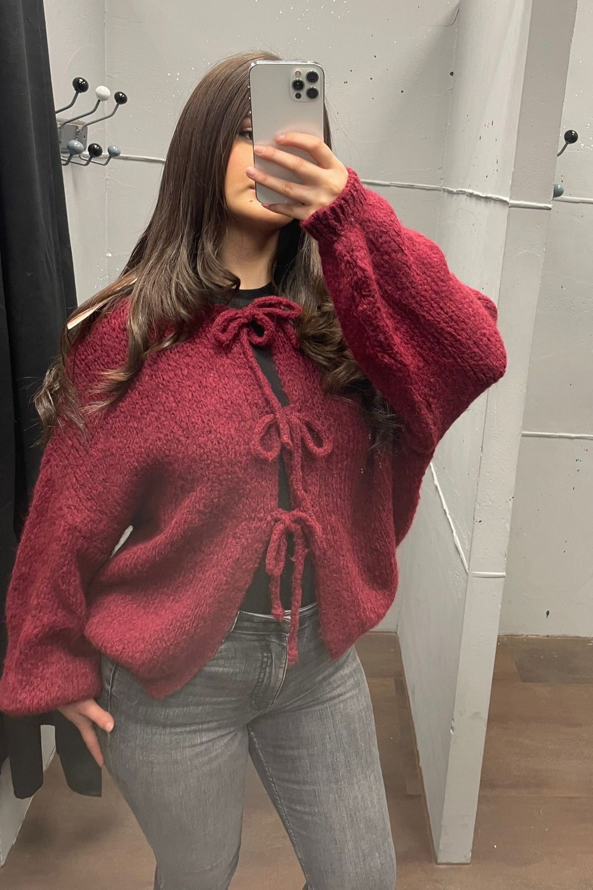 Strickjacke mit Schnürung - Chunky Knit Cardigan