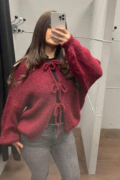 Strickjacke mit Schnürung - Chunky Knit Cardigan