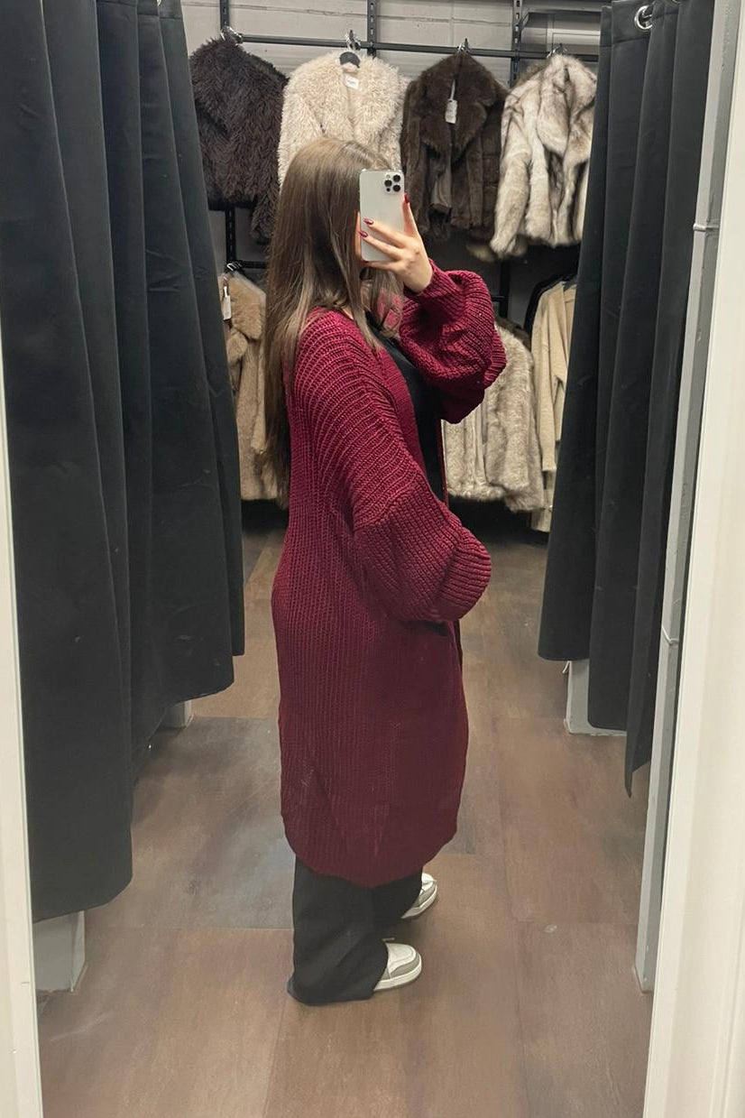 Maxi Strickjacke mit Ballonärmel