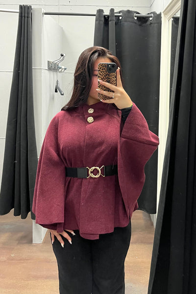 Poncho kurz mit Gürtel