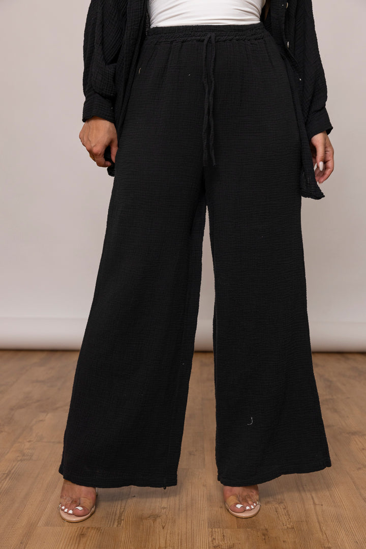 Musselin Set - Oversize Bluse &amp; weite Hose - mystylemode.de
