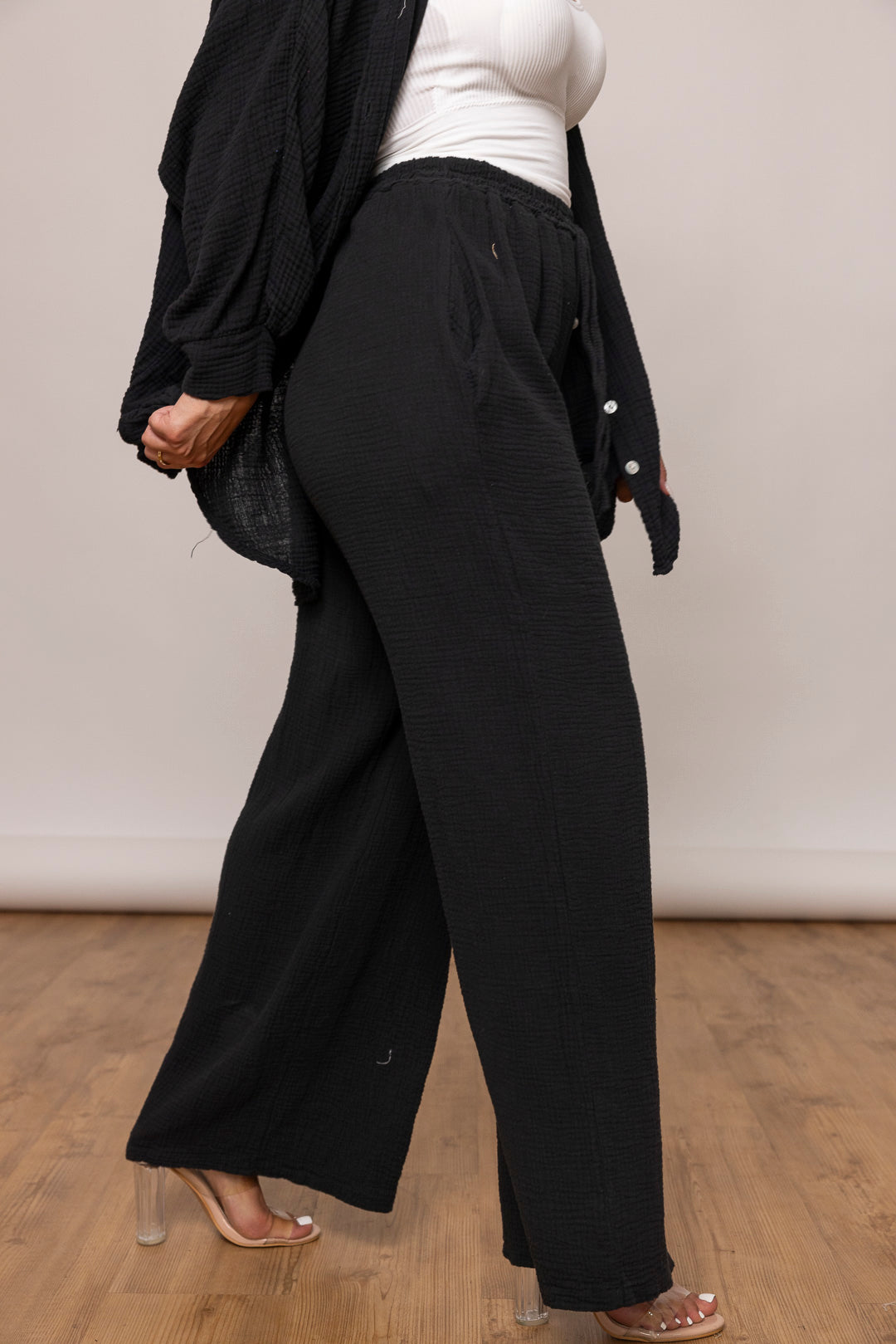 Musselin Set - Oversize Bluse &amp; weite Hose - mystylemode.de