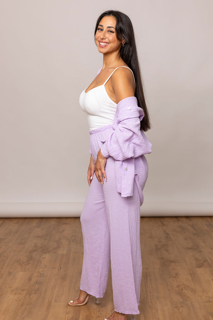 Musselin Set - Oversize Bluse &amp; weite Hose - mystylemode.de