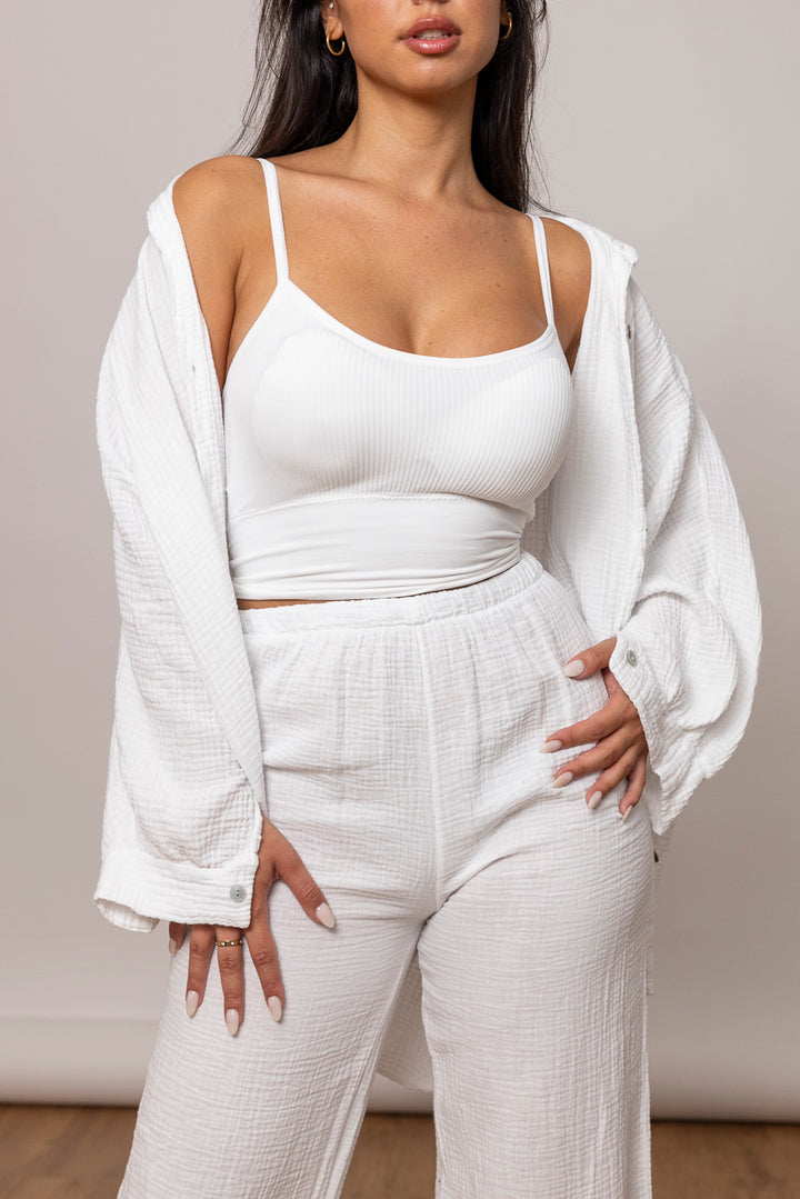 Musselin Set - Oversize Bluse &amp; weite Hose - mystylemode.de