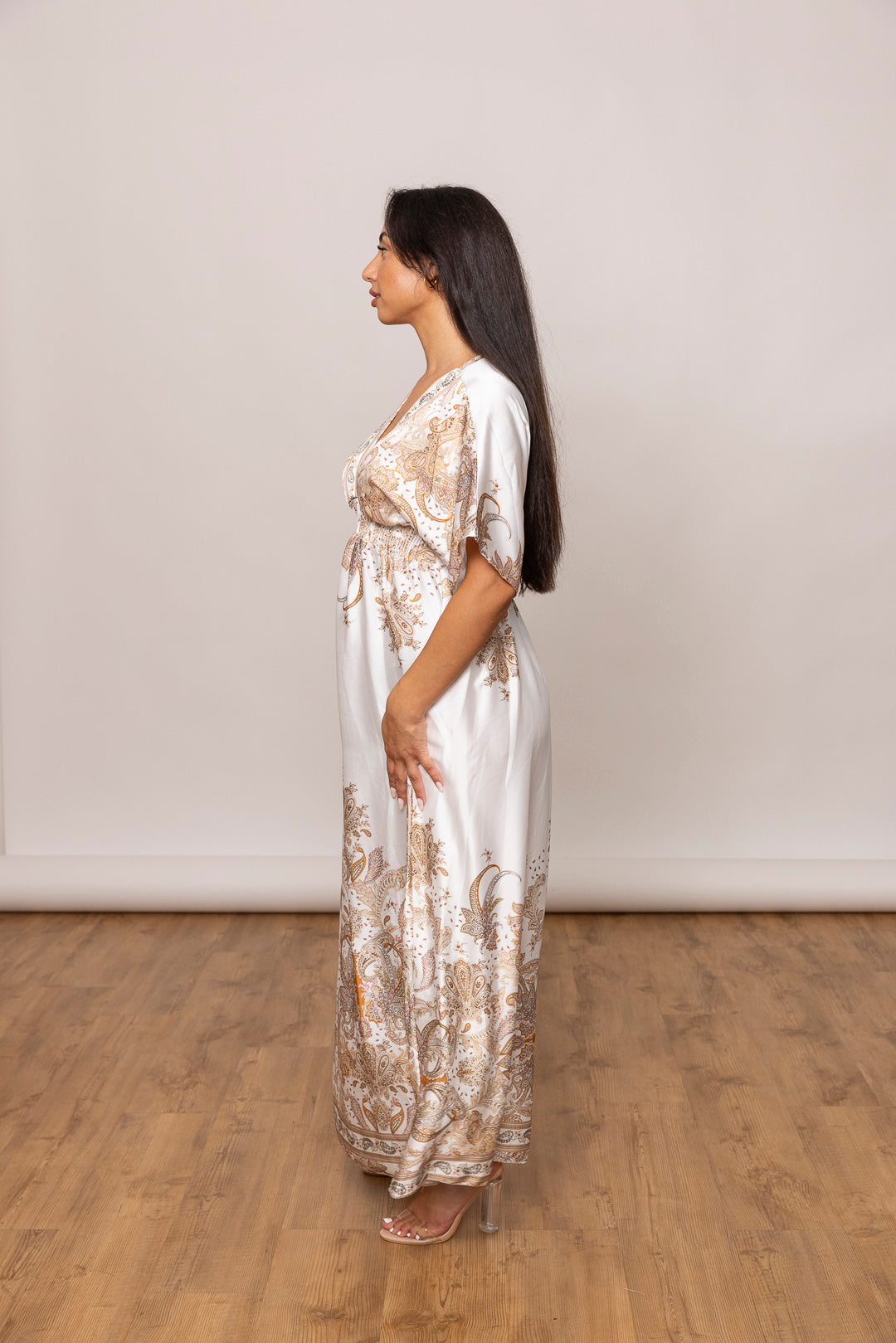 Santorini - Maxi Kleid mit kurzen Ärmeln