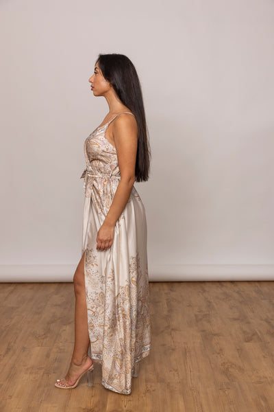 Santorini - Maxi Träger Kleid mit Bindegürtel
