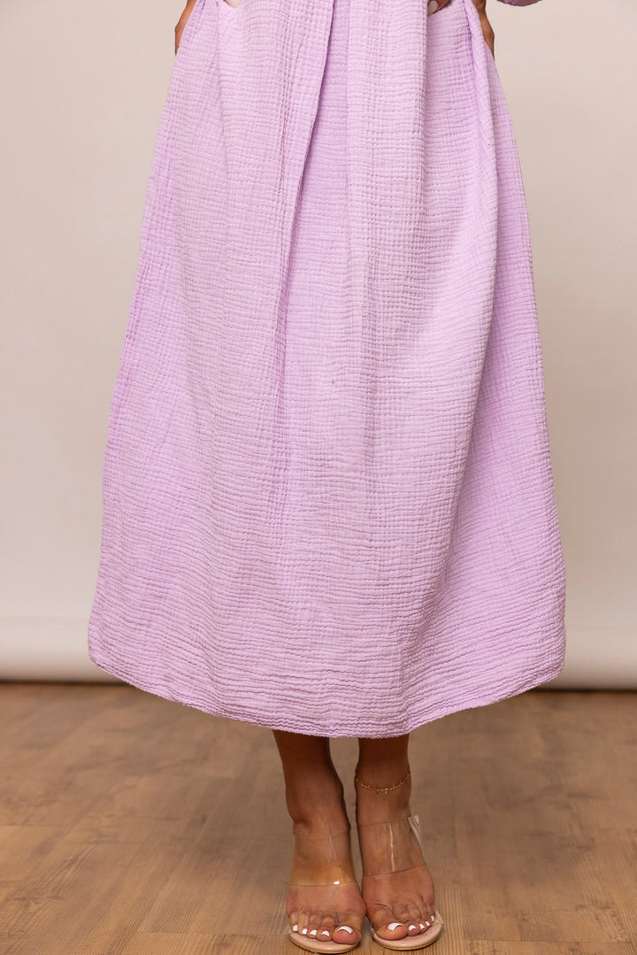Musselin Kleid - Maxi mit V Ausschnitt - mystylemode.de