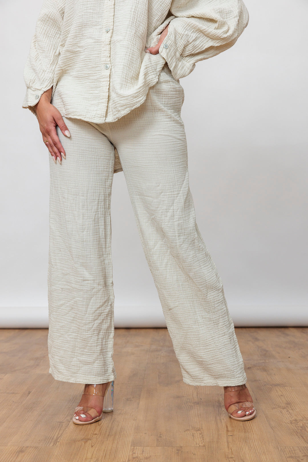 Musselin Set - Oversize Bluse &amp; weite Hose - mystylemode.de