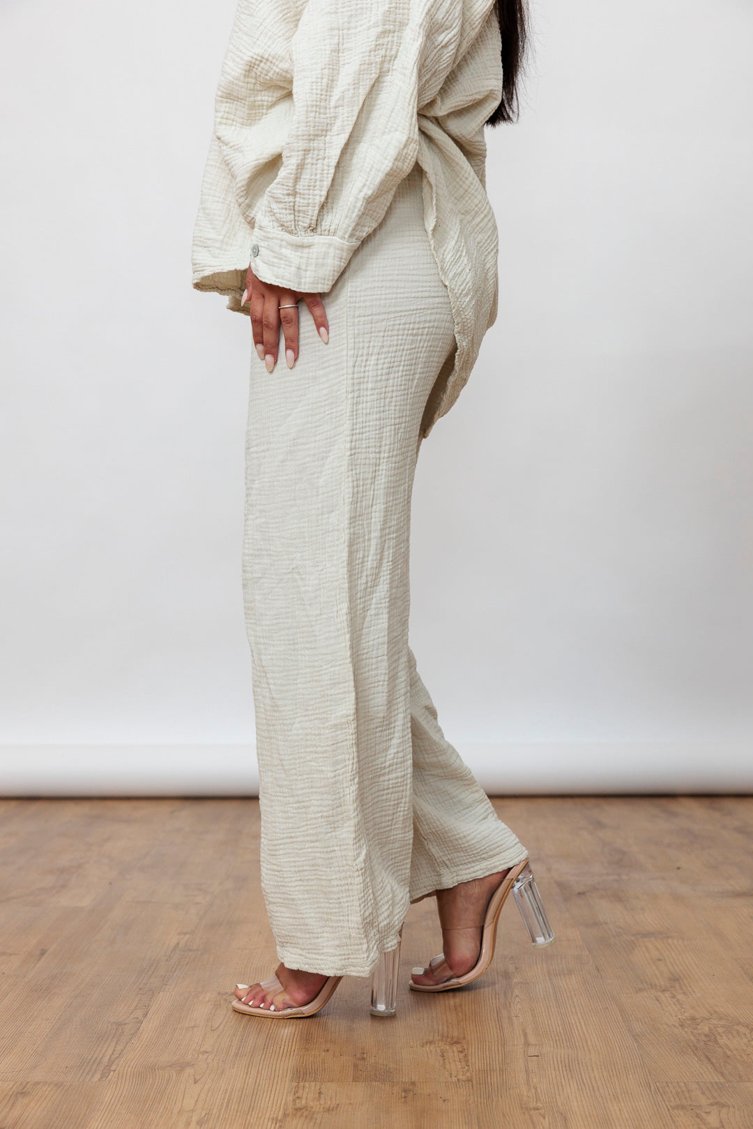 Musselin Set - Oversize Bluse &amp; weite Hose - mystylemode.de