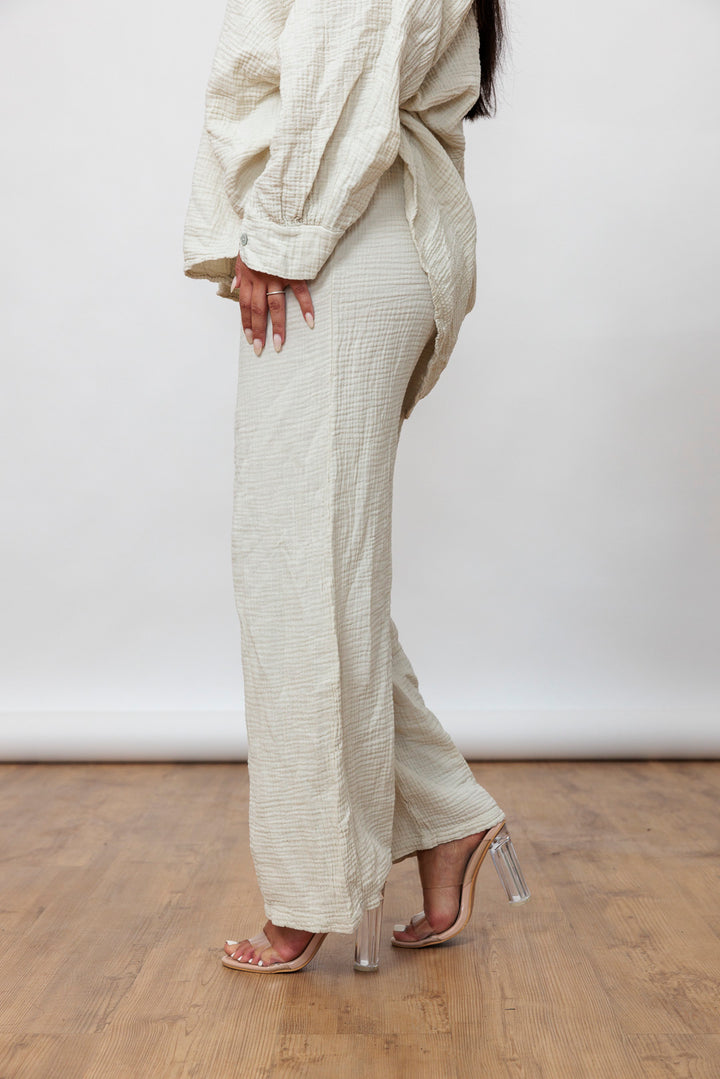 Musselin Set - Oversize Bluse &amp; weite Hose - mystylemode.de