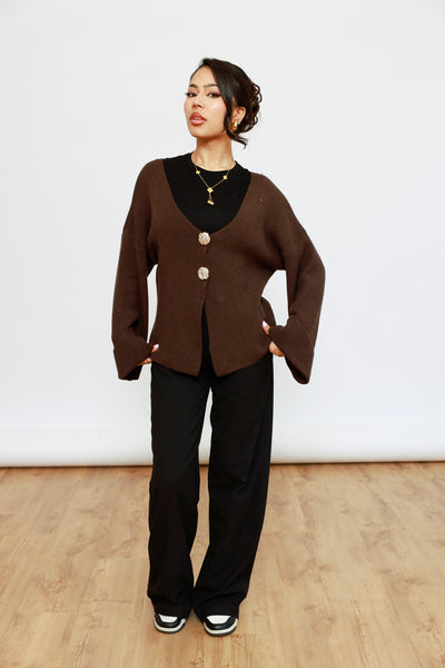 Strick Cardigan mit vergoldeten Knöpfen