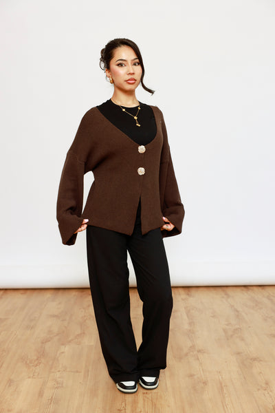 Strick Cardigan mit vergoldeten Knöpfen