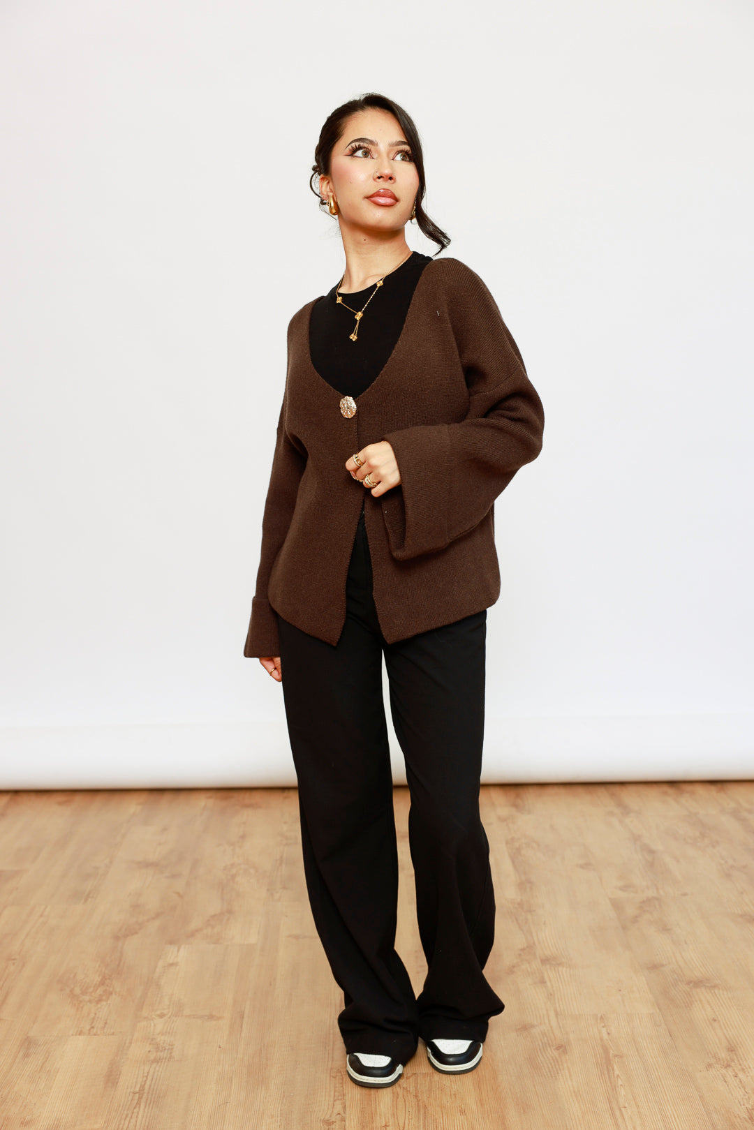 Strick Cardigan mit vergoldeten Knöpfen