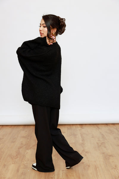 Lange Oversize Strickjacke mit Knöpfen – Chunky Knit