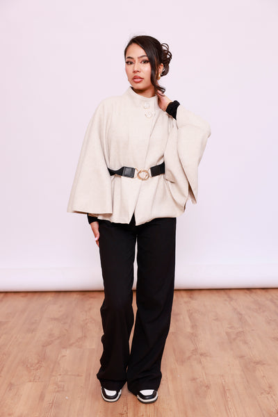 Poncho kurz mit Gürtel