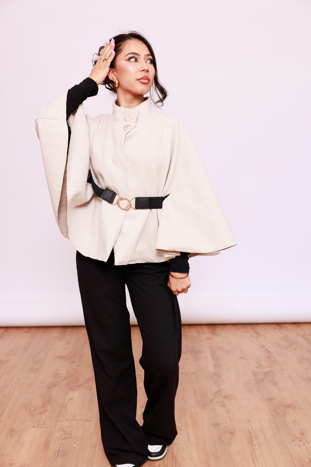 Poncho kurz mit Gürtel