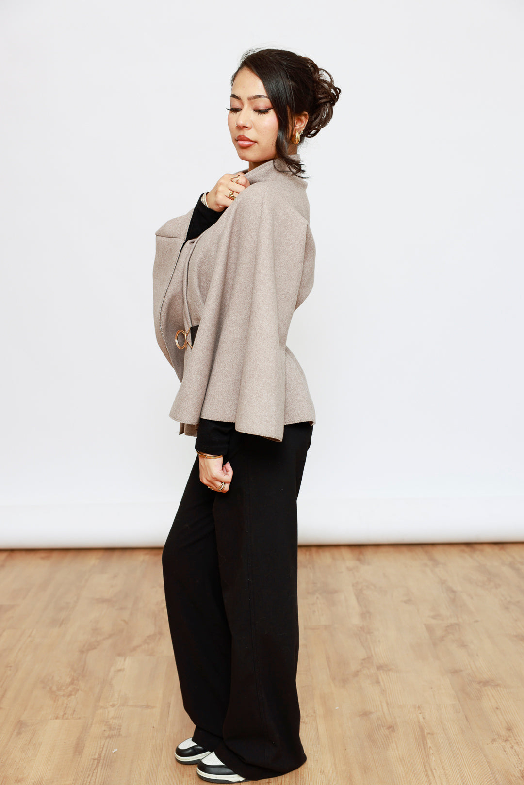 Poncho kurz mit Gürtel