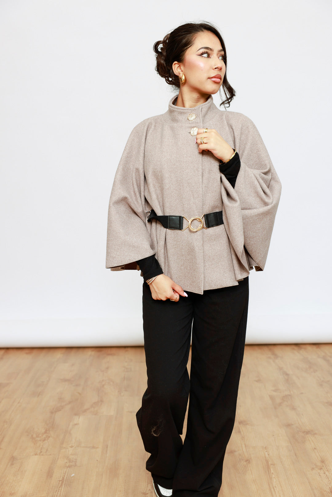 Poncho kurz mit Gürtel