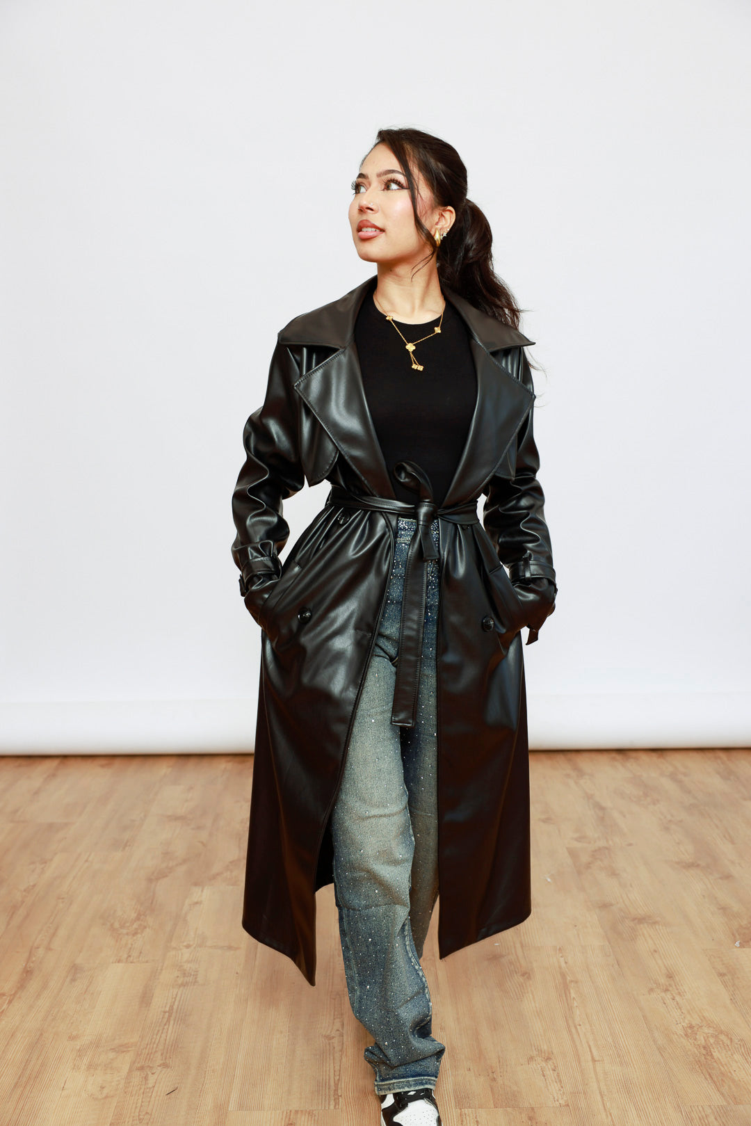 Midi Kunstleder Mantel