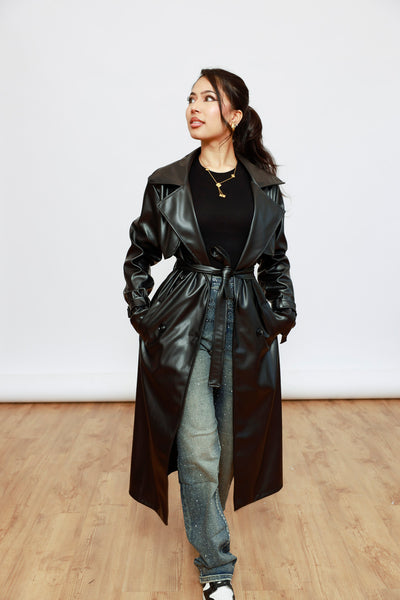 Midi Kunstleder Mantel