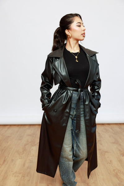 Midi Kunstleder Mantel