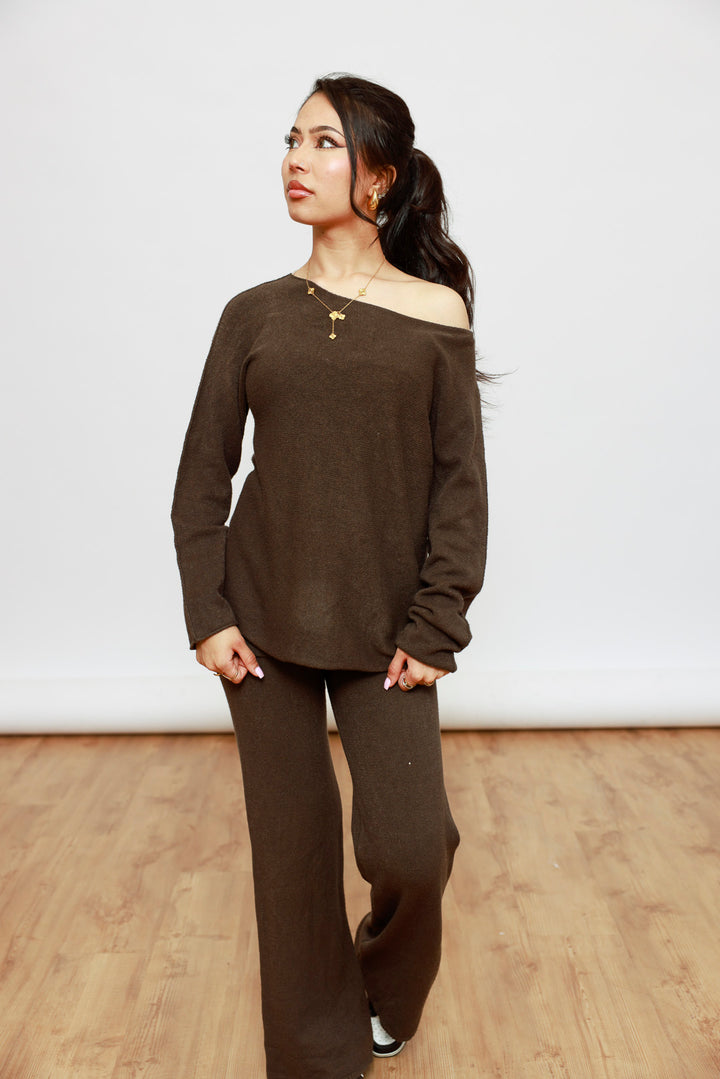 Zweiteiliger Strick-Set - Oberteil &amp; Hose