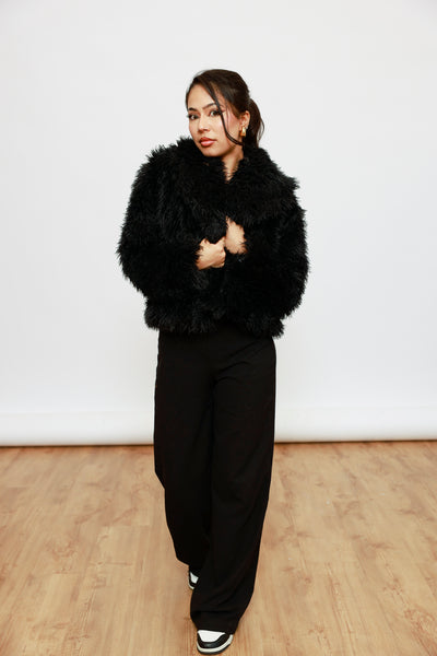 Kunstfell Jacke mit XXL-Kragen