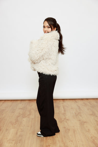 Kunstfell Jacke mit XXL-Kragen