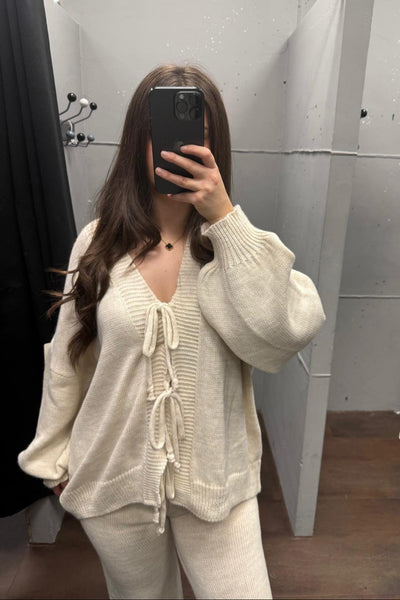 Strickset mit Schnürung - Pullover & Hose Set