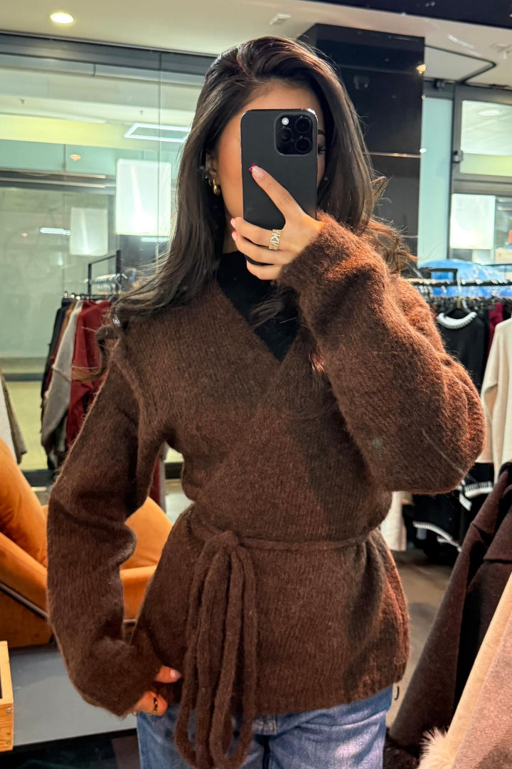 Wickeljacke mit Bindegürtel - Kuschelig Weich