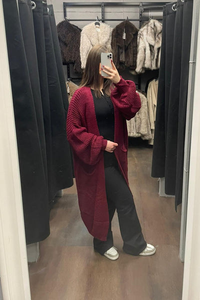 Maxi Strickjacke mit Ballonärmel