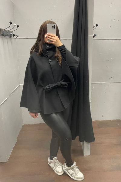 Cape Mantel Kurz mit Gürtel