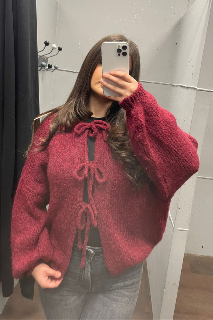 Strickjacke mit Schnürung - Chunky Knit Cardigan