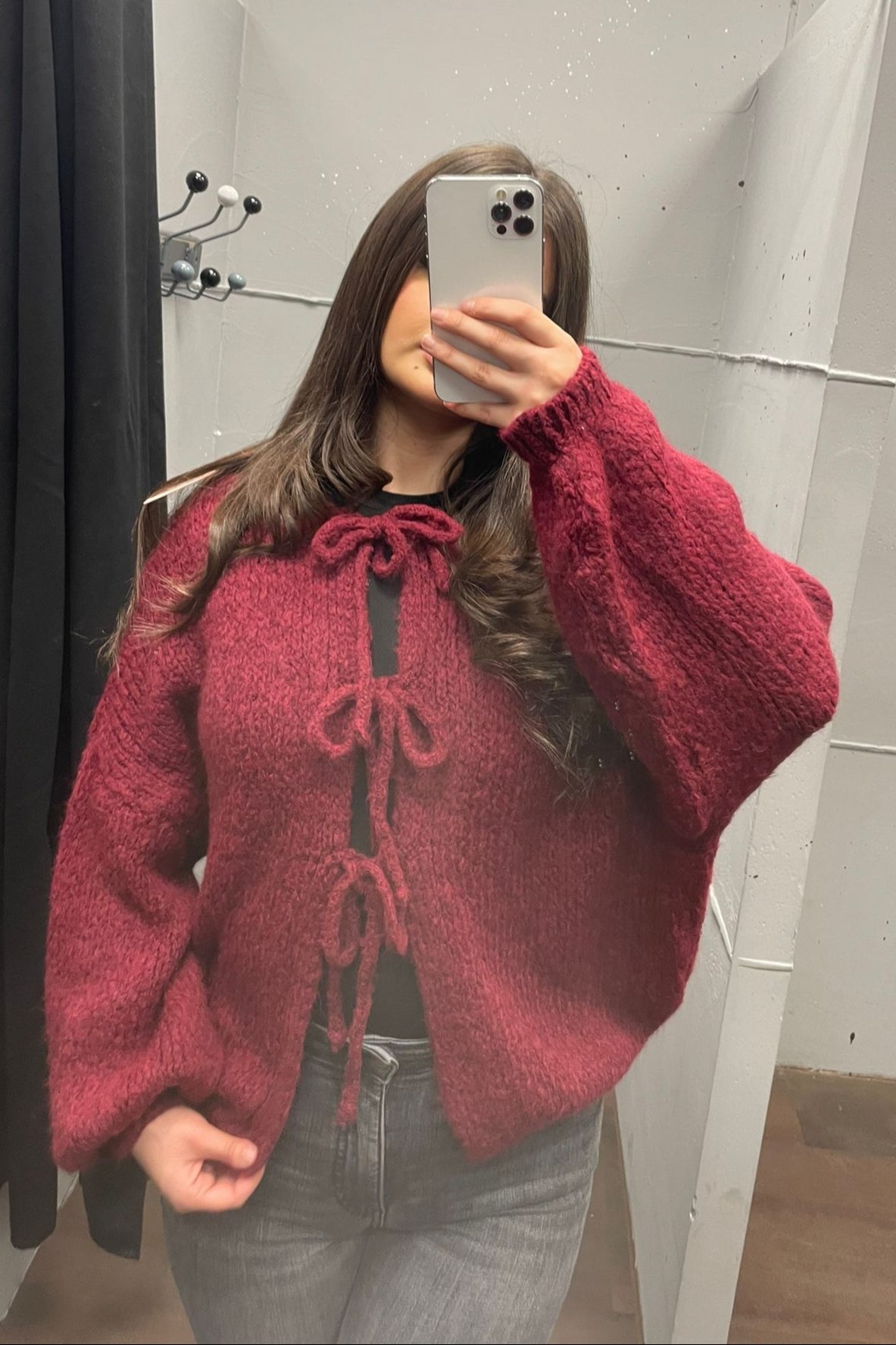 Strickjacke mit Schnürung - Chunky Knit Cardigan