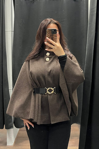 Poncho kurz mit Gürtel