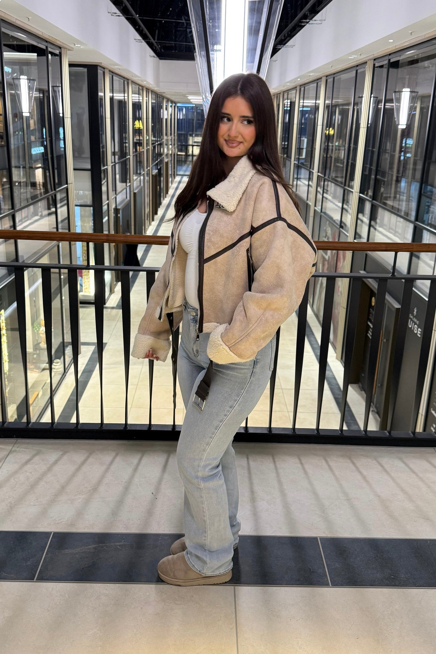 Aviator-Jacke mit Kunstfell - Leder-Optik