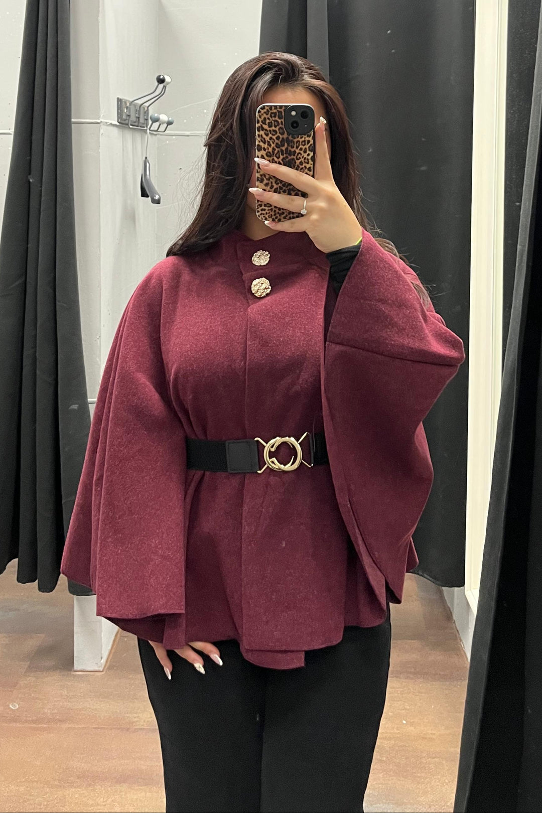 Poncho kurz mit Gürtel