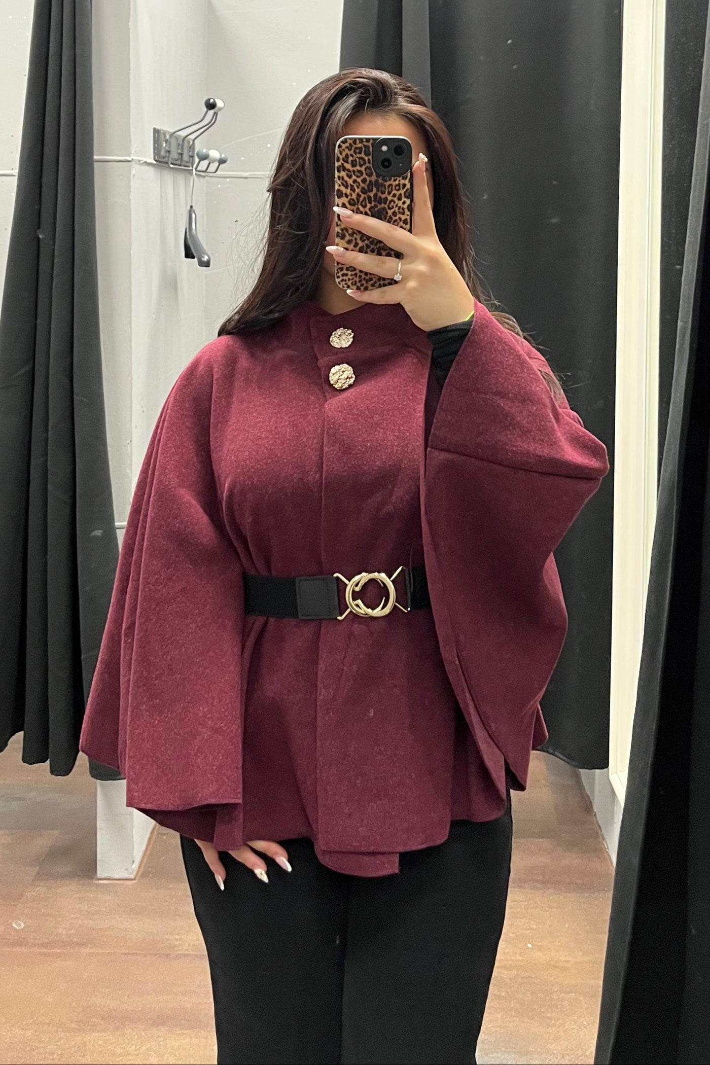 Poncho kurz mit Gürtel