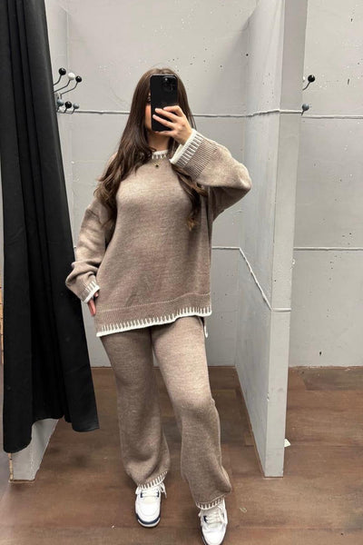 Gemütliches Strickset - Pullover & Hose Set