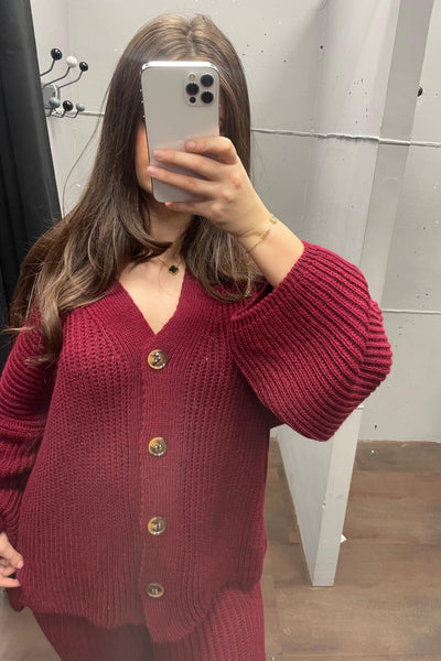 Loungewear Set - Oversize Strickset Cardigan & Weite Hose