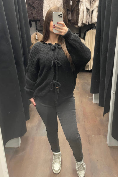 Strickjacke mit Schnürung - Chunky Knit Cardigan