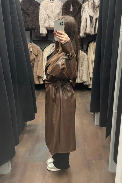 Midi Kunstleder Mantel