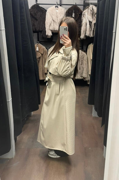 Langer Trenchcoat Kunstleder - Schwarz