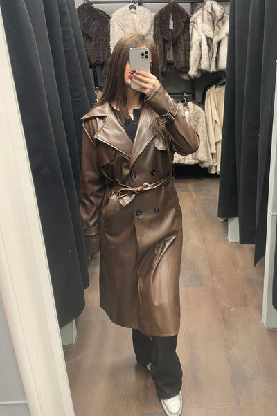 Midi Kunstleder Mantel