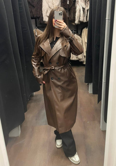 Midi Kunstleder Mantel